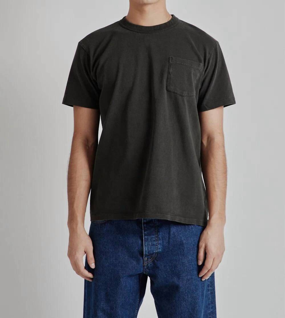 NEW VELVA SHEEN pigment dyed crew pocket tee in black